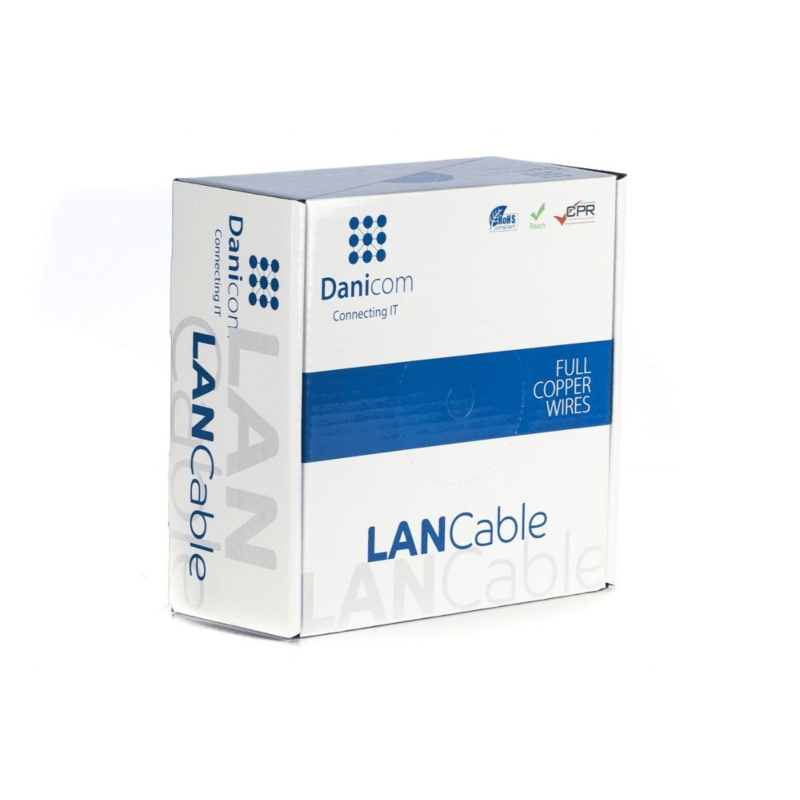 DANICOM CAT5E UTP 100m Utomhuskabel på rulle, styv - PE (Fca)