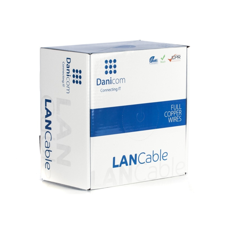 DANICOM CAT6A S/FTP 100m kabel på rullstyv - LSZH (Dca)