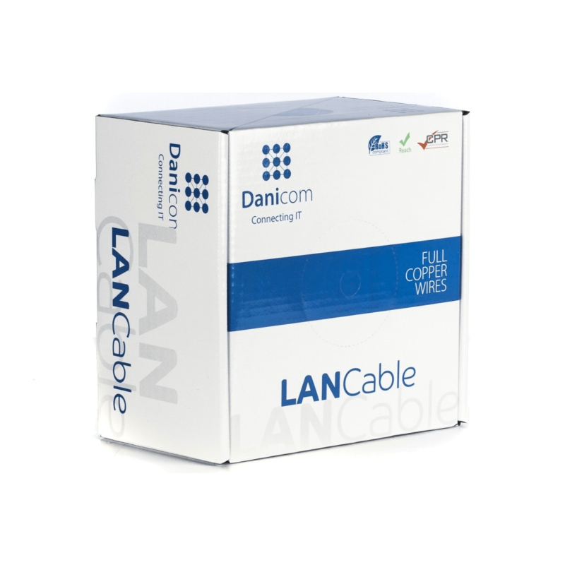 DANICOM CAT6A S/FTP 100m kabel på rulle flexibel - PVC (Fca)