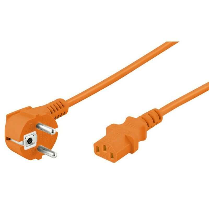 Strömkabel vinklad Schuko till C13 3m orange