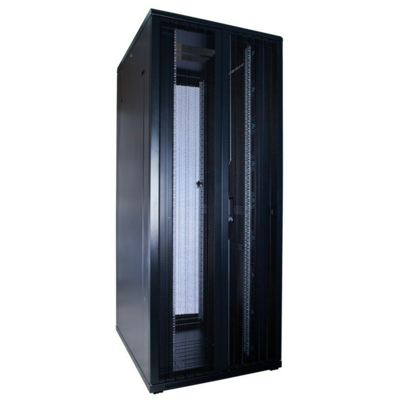 42U serverskåp med dubbla perforerade fram- och bakdörrar 800x1000x2000mm (BxDxH)