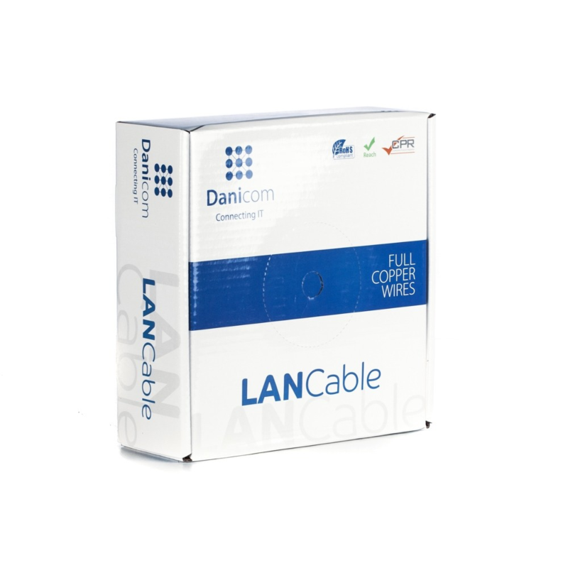 DANICOM CAT6A U/UTP 50m kabel på rullstyv - LSZH (Dca)