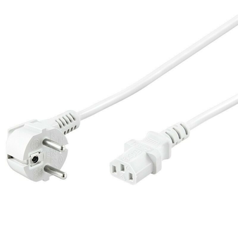 Schuko strömkabel vinklad till C13 1,50m vit