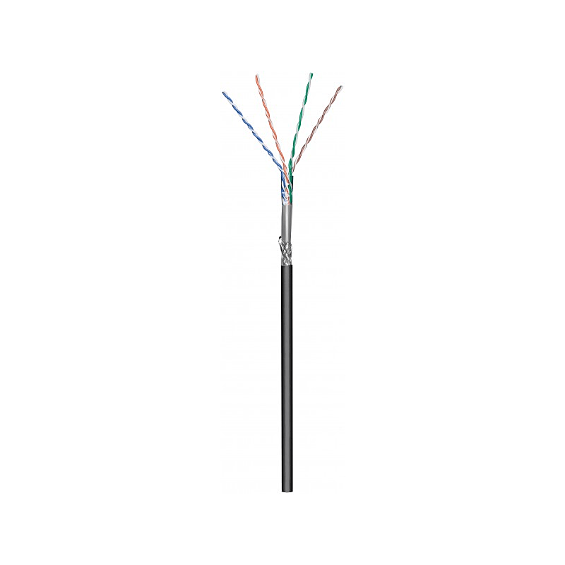 CAT6 SF/UTP 100m utomhuskabel på en rulle flexibel svart CCA