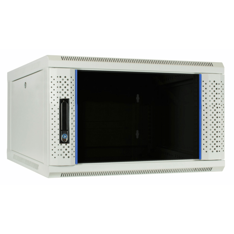 6U vitt väggskåp med glasdörr 600x600x368mm (BxDxH)