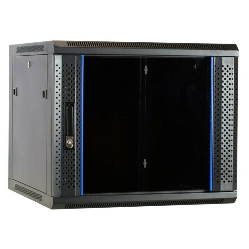 9U väggskåp med glasdörr 600x600x500mm (BxDxH)