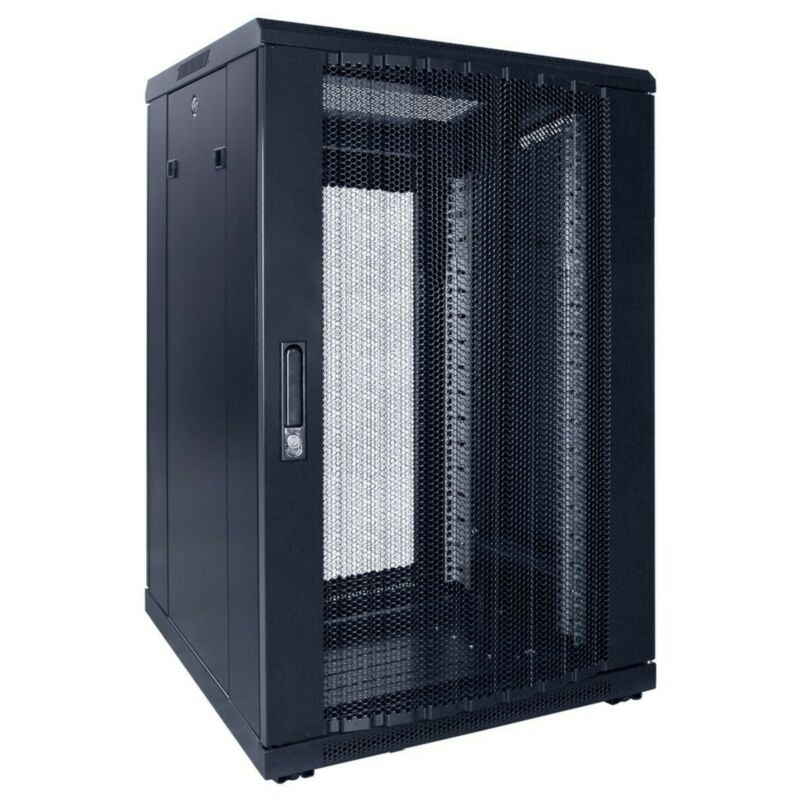 18U serverskåp med perforerad dörr 600x600x1000mm (BxDxH)