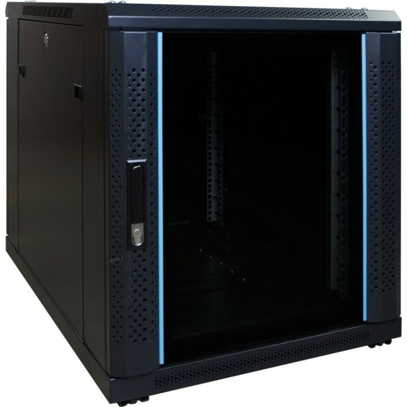 12U miniserverskåp med glasdörr 600x600x720mm (BxDxH)