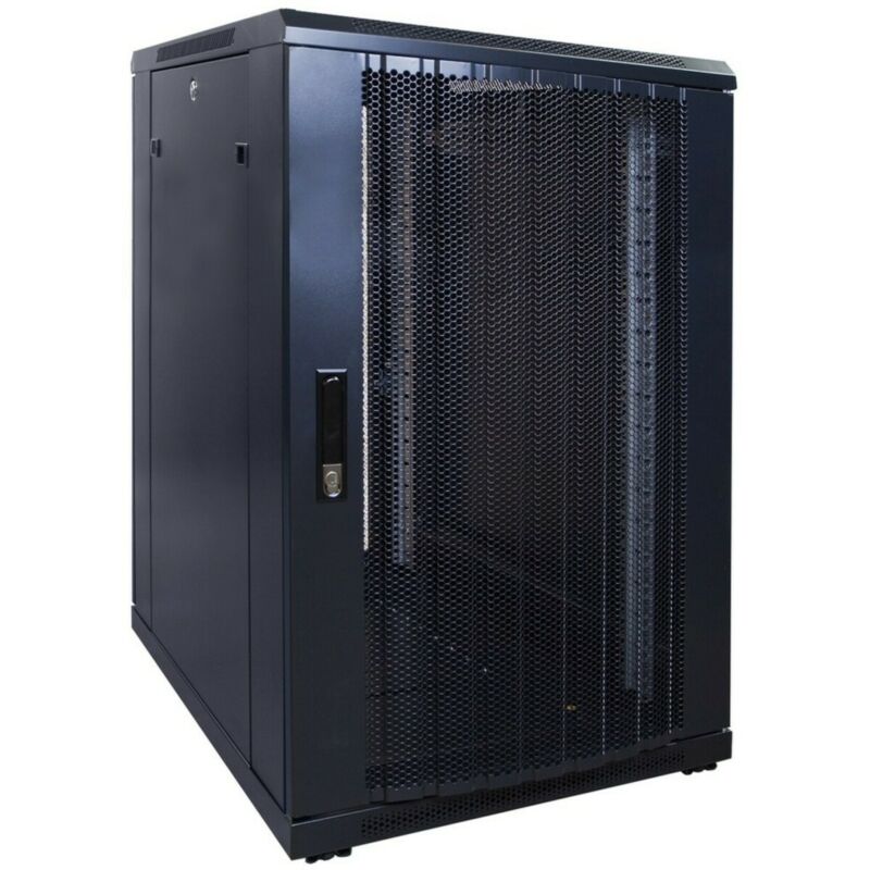 18U serverskåp med perforerad dörr 600x800x1000mm (BxDxH)