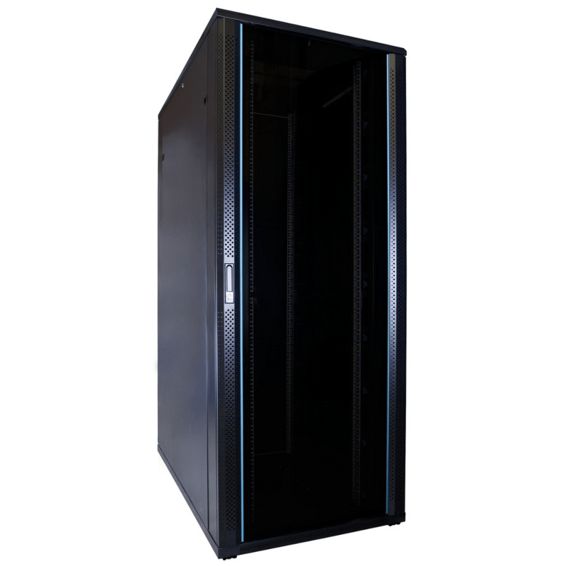 42U serverskåp med glasdörr 800x1200x2000mm (BxDxH)