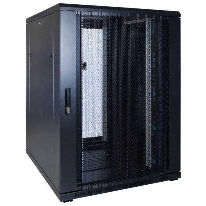 22U serverskåp med perforerad dörr 800x1000x1200mm (BxDxH)