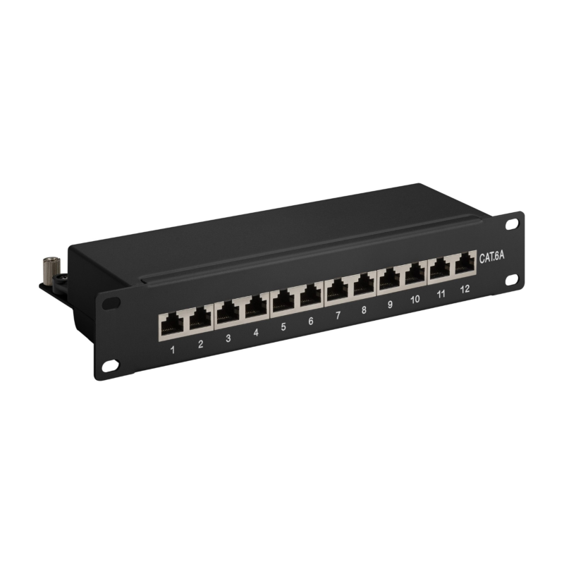 10 tum CAT6a STP patchpanel - 12 portar