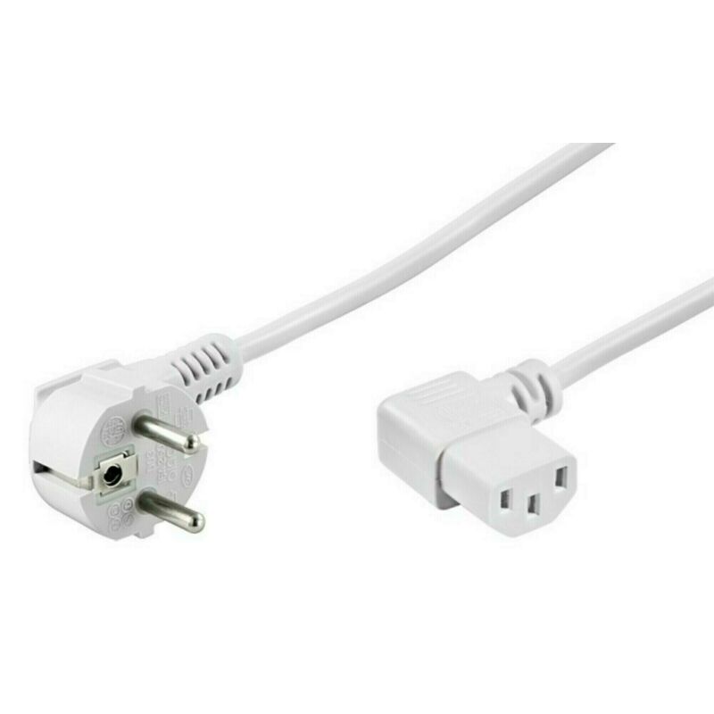 Strömkabel schuko till C13 vinklad 2m vit
