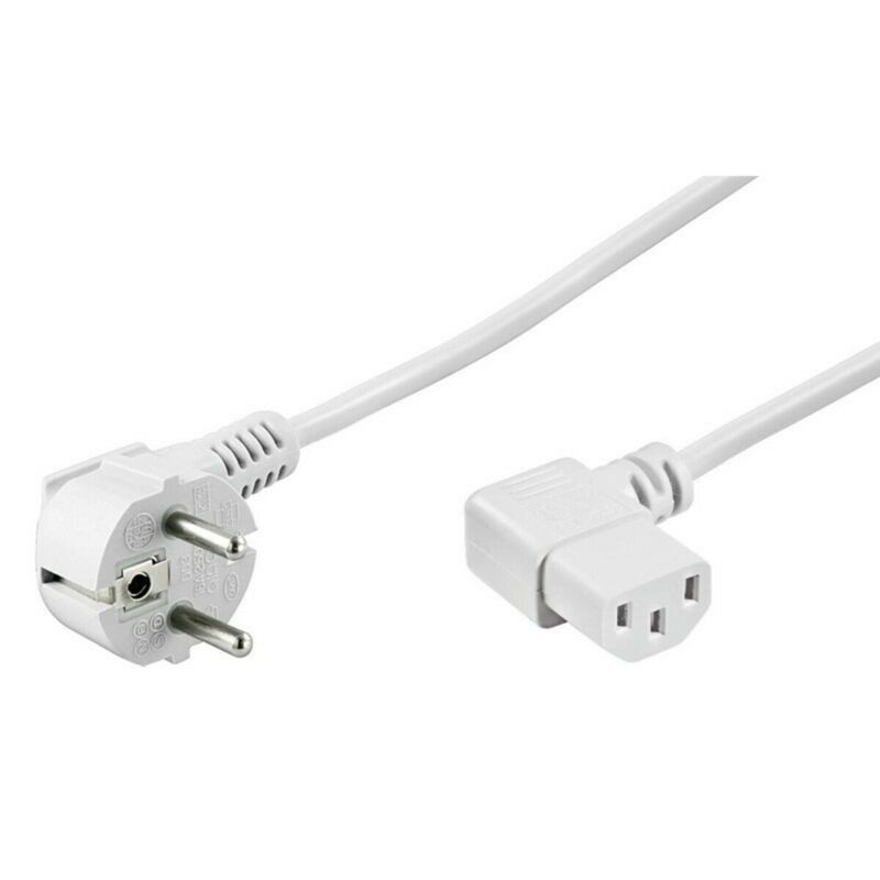 Strömkabel schuko till C13 vinklad 1,50m vit