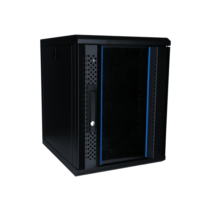 10 tum 9U serverskåp med glasdörr 370x450x486mm (BxDxH)