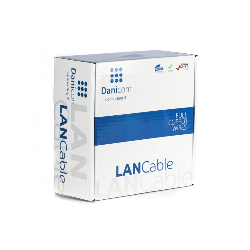 DANICOM CAT6A U/UTP 100m kabel på rulle flexibel - PVC (Fca)