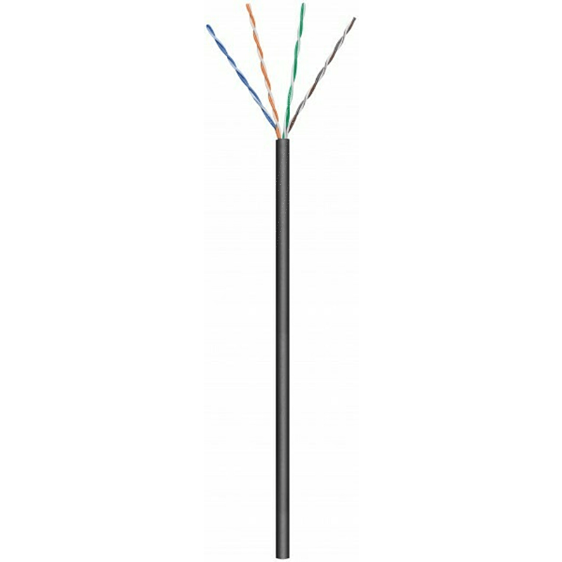 CAT6 U/UTP 50m utomhuskabel på en rulle flexibel svart CCA