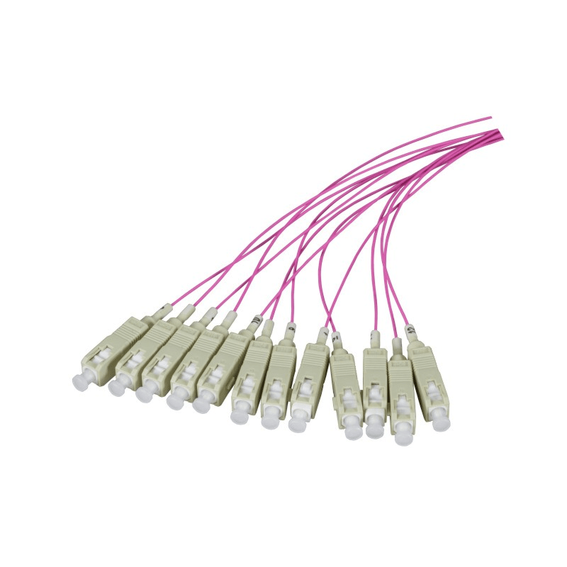 OM4 fiberoptisk pigtail lila ST - 12 stycken