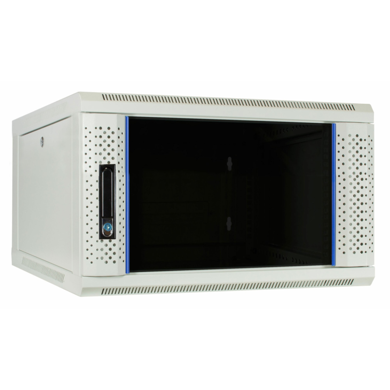 4U vitt väggskåp med glasdörr 600x600x280mm (BxDxH)