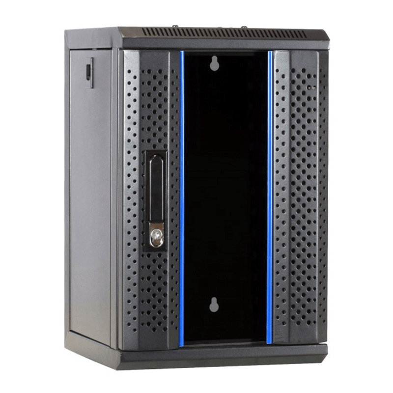 10 tum 9U serverskåp med glasdörr 312x310x486mm (BxDxH)