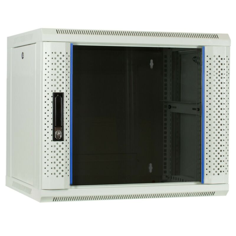 9U vitt väggskåp med glasdörr 600x450x500mm (BxDxH)