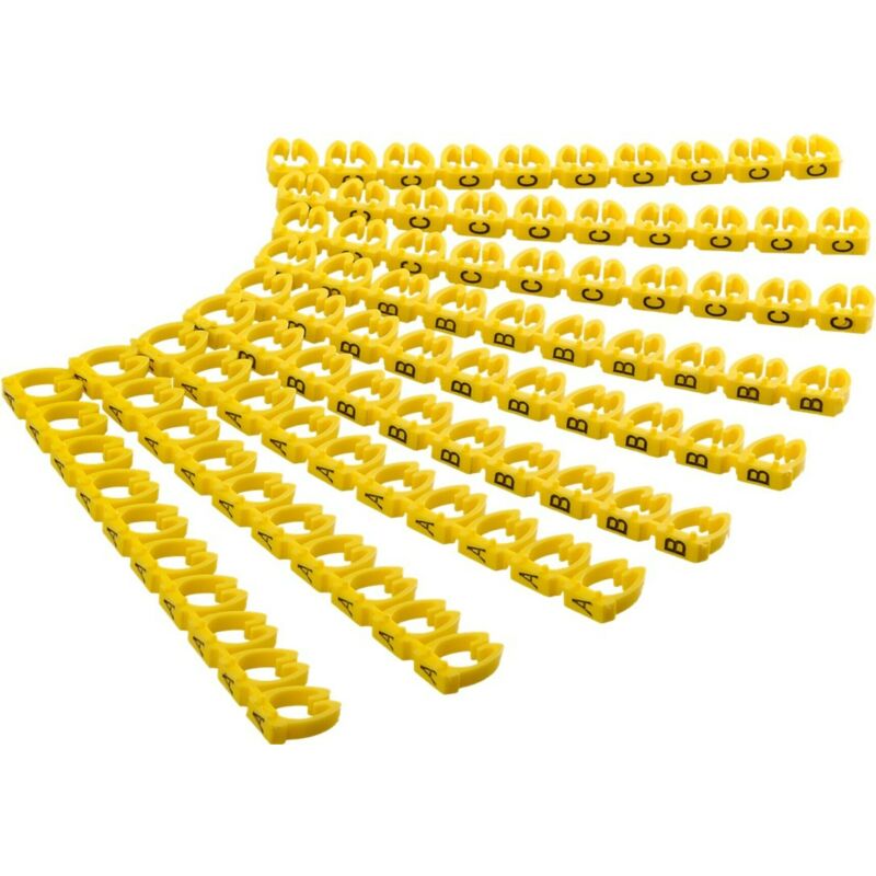 Set med 90 kabelmärkningar, A-B-C, 30 st per bokstav