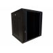 12U väggskåp med glasdörr - perforerade sidopaneler 600x600x635mm (BxDxH)