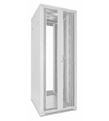 47U vit serverstomme med dubbla perforerade fram- och bakdörrar 800x800x2200mm (BxDxH)