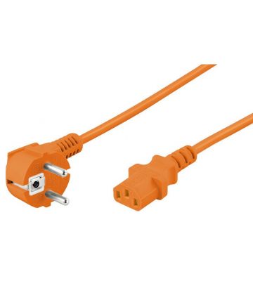Strömkabel vinklad Schuko till C13 3m orange
