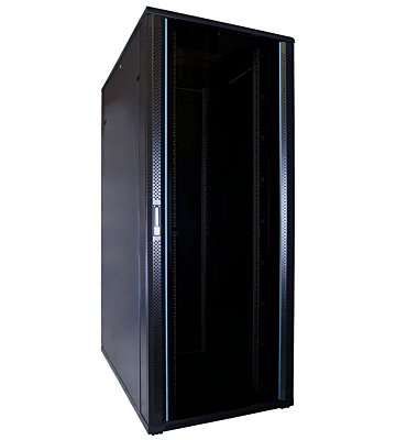47U serverskåp med glasdörr 800x1200x2200mm (BxDxH)