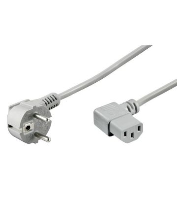 Strömkabel schuko till C13 vinklad 2m grå