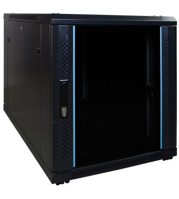 12U miniserverskåp med glasdörr 600x1000x720mm (BxDxH)