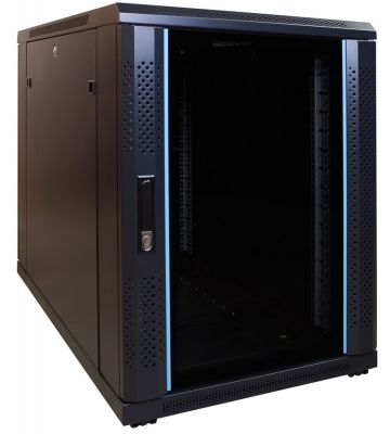15U miniserverskåp med glasdörr 600x1000x860mm (BxDxH)