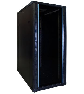 27U serverskåp med glasdörr 600x1000x1400mm (BxDxH)