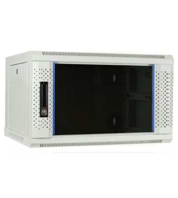 6U vitt väggskåp med glasdörr 600x450x368mm (BxDxH)