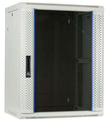 15U vitt väggskåp med glasdörr 600x450x770mm (BxDxH)