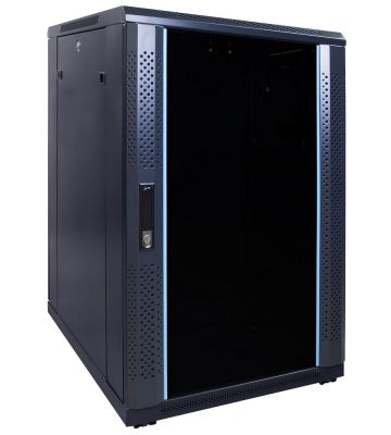 18U serverskåp med glasdörr 600x800x1000mm (BxDxH)