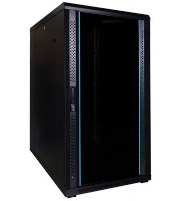 22U serverskåp med glasdörr 600x800x1200mm (BxDxH)