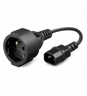 Strömkabel AC-kontakt till C14 Typ E 0,15 m adapter - Jordad stift