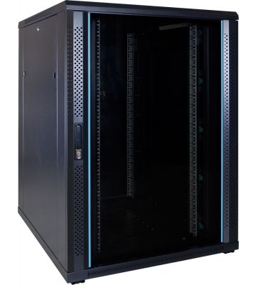 22U serverskåp med glasdörr 800x1000x1200mm (BxDxH)