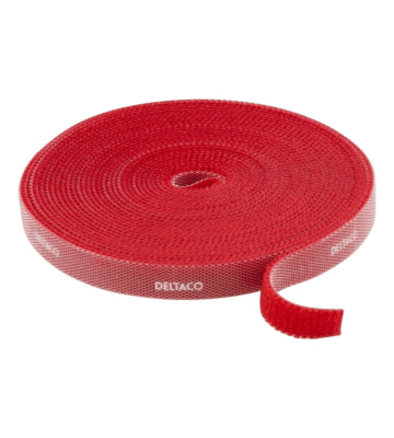 Kardborreband 5 meter - 9 mm bred - röd