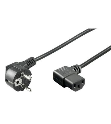 Strömkabel schuko till C13 vinklad 2m svart