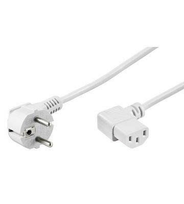 Strömkabel schuko till C13 vinklad 1,50m vit