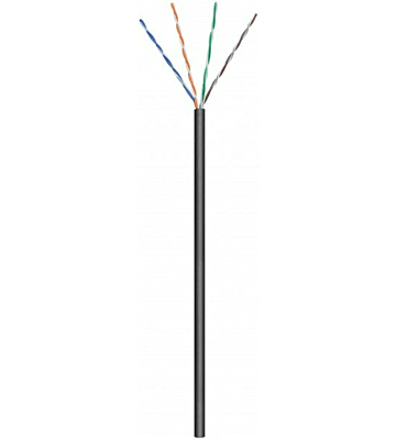 CAT6 U/UTP 50m utomhuskabel på en rulle flexibel svart CCA