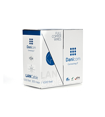 DANICOM CAT6 100 % koppar UTP 305m kabel på rullstyv - LSZH (Cca)