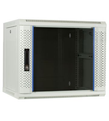 9U vitt väggskåp med glasdörr 600x450x500mm (BxDxH)