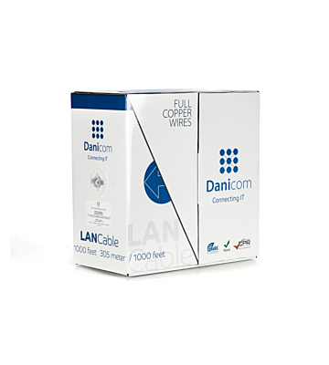DANICOM CAT6 100 % koppar UTP 305m kabel på rulle, styv - LSZH (Cca)
