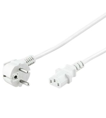Schuko strömkabel vinklad till C13 1,50m vit