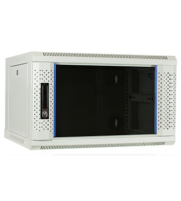 6U vitt väggskåp med glasdörr 600x450x368mm (BxDxH)
