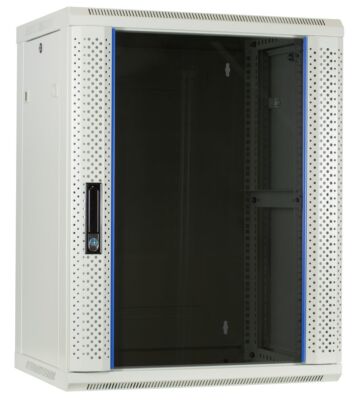 15U vitt väggskåp med glasdörr 600x450x770mm (BxDxH)
